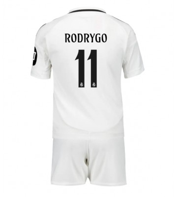 Real Madrid Rodrygo Goes #11 Hemmakläder Barn 2024-25 Kortärmad (+ Korta byxor)